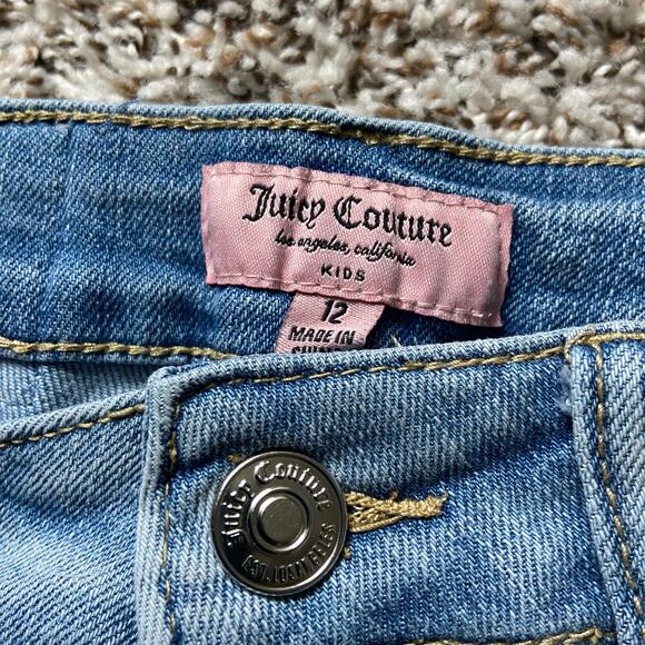 Juicy Couture Kids Mid Rise Cropped Kick Flare Jean Girls 12 Light Wash Denim - Picture 6 of 9